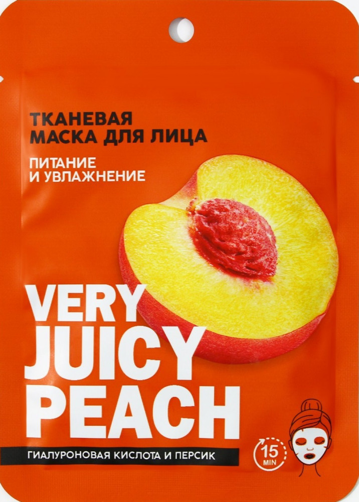 Маска для лица тканевая с гиалуроновой кислотой и персиком «Very juicy peach» | Beauty Food | Beauty Fox