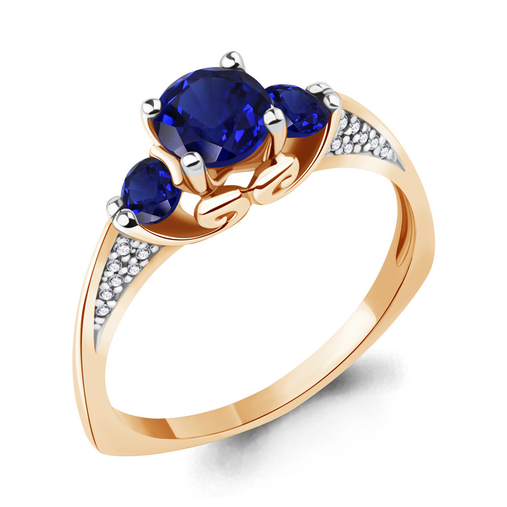 Кольцо из серебра с фианитами и наносапфирами | Aquamarine