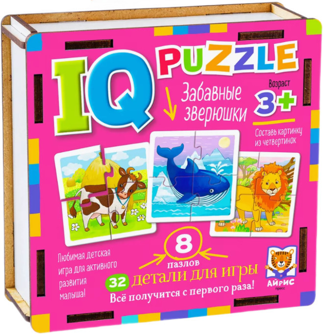 Пазл деревянный «Забавные зверюшки» | IQ Пазлы деревянные