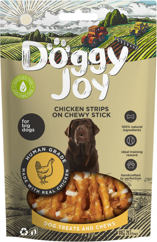 Лакомство для собак «Куриные полоски на жевательной палочке» | Doggy Joy