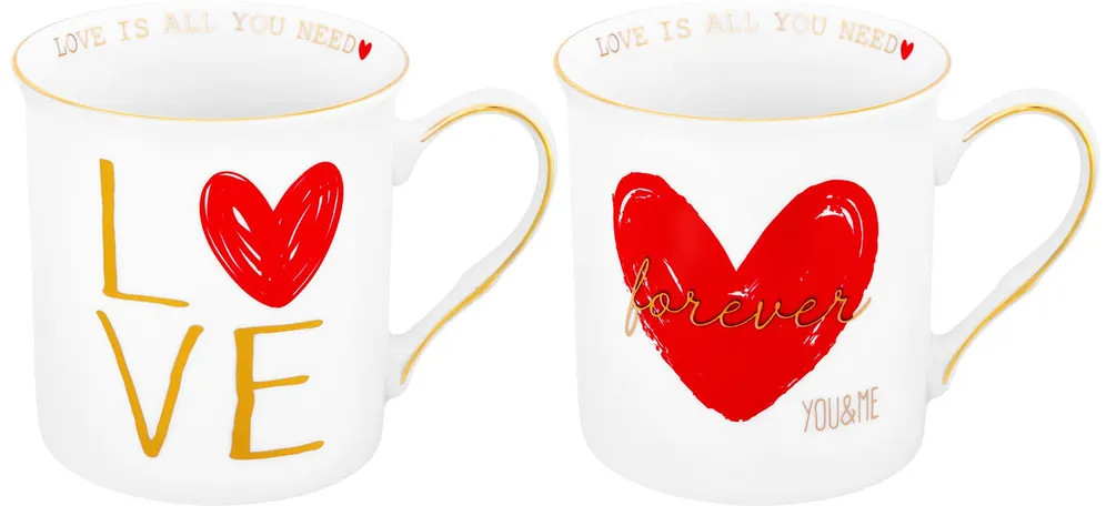 Набор кружек «Love и сердце» | Love | Elan Gallery