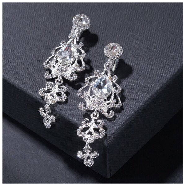 Клипсы «Ажур в стразах» | Wedding | Queen Fair