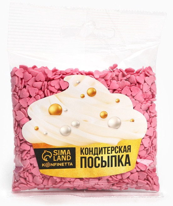 Посыпка кондитерская мягкая «Сердце», розовый | 14 Февраля | Konfinetta