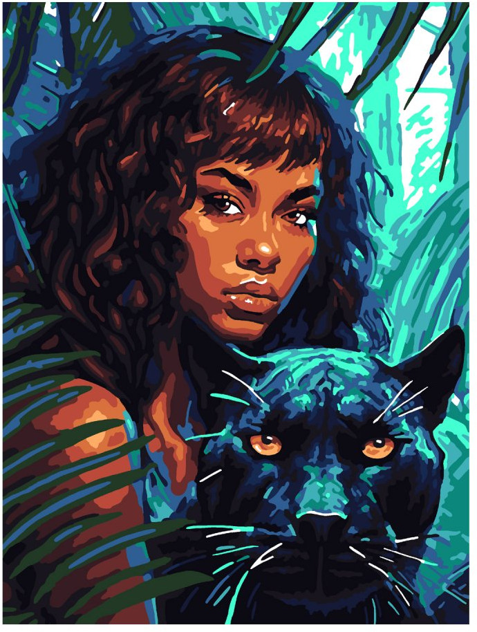 Картина по номерам «Девушка с пантерой» | Lori