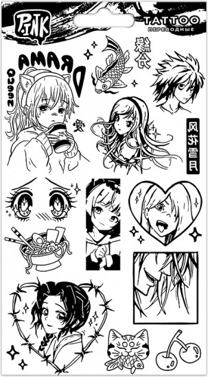 Наклейки-тату переводные «Аниме»