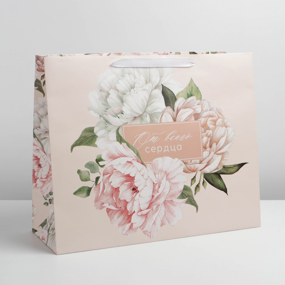 Пакет подарочный «Сердце» | Нежные цветы | Дарите Счастье
