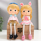 Набор фигурок декоративных «Мальчики в кепке и девочка с бантом»