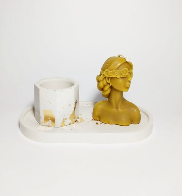 Набор свеча ароматическая и декор гипсовый | Candle & Fairy