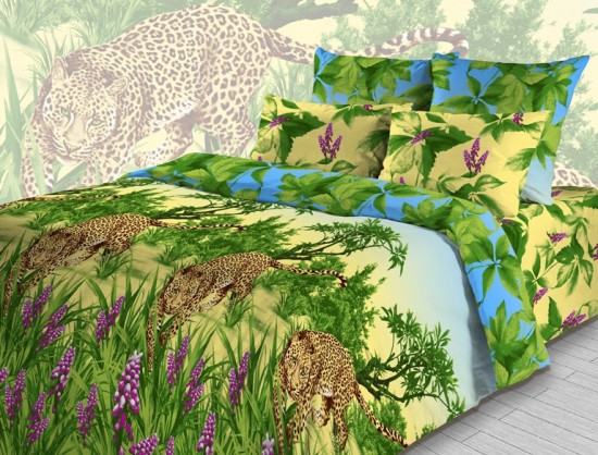 Комплект постельного белья «Леопард» с 3D эффектом (арт. 3923/1, 2-спальный, бязь, 2 наволочки 70х70) | Василиса 3D | ТДЛ Текстиль
