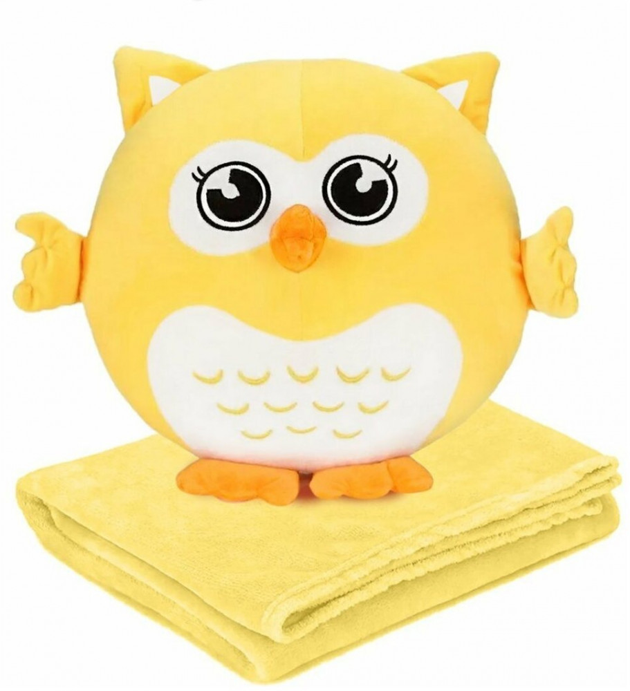 Игрушка мягкая с пледом «Жёлтый совёнок» | MaxiToys