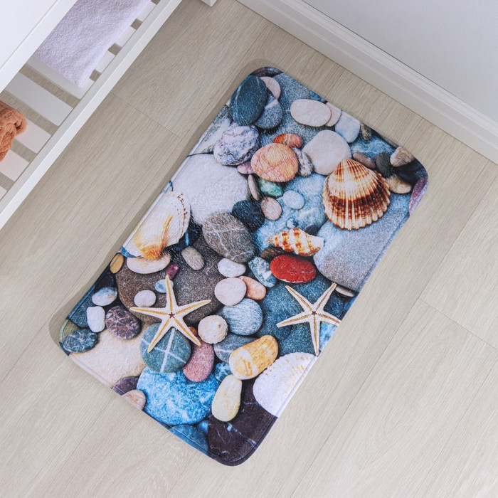 Коврик для ванной «Ракушки на камушках» | Доляна