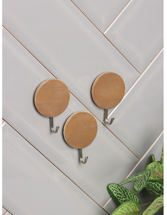 Крючки самоклеящиеся «Деревянные круги» | Доляна