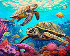 Мозаика алмазная «Морские черепахи на рифе»