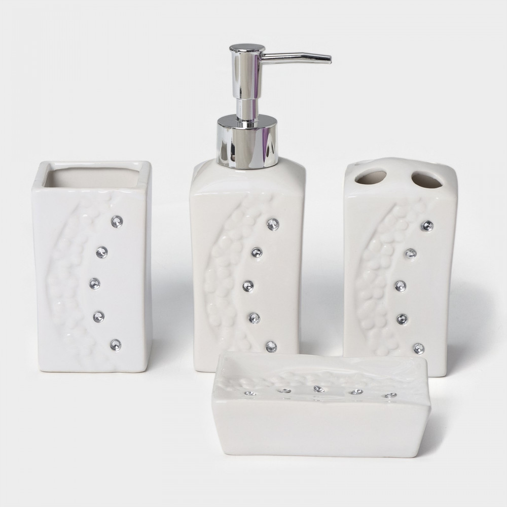 Набор аксессуаров для ванной комнаты «Цветочный барельеф» | Доляна