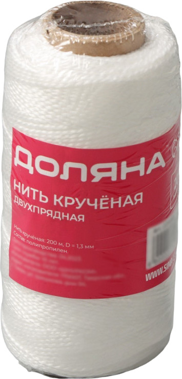 Нить кручёная двухпрядная, цвет белый | Доляна