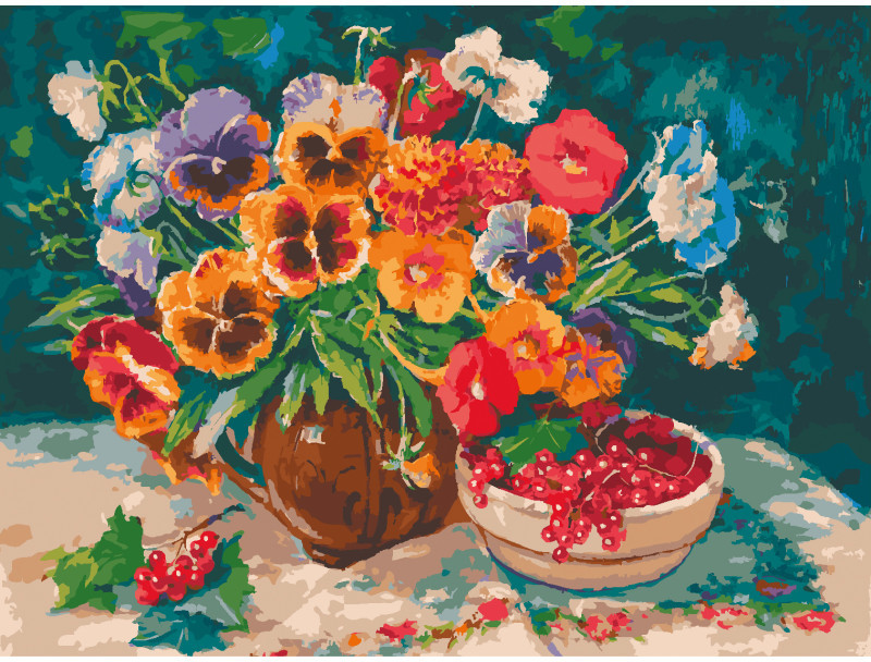 Картина по номерам «Букетик и смородина» | Белоснежка