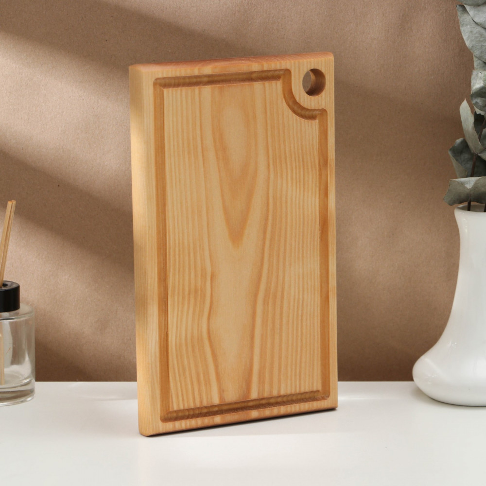 Доска разделочная с кровостоком | Цельная береза | Adelica