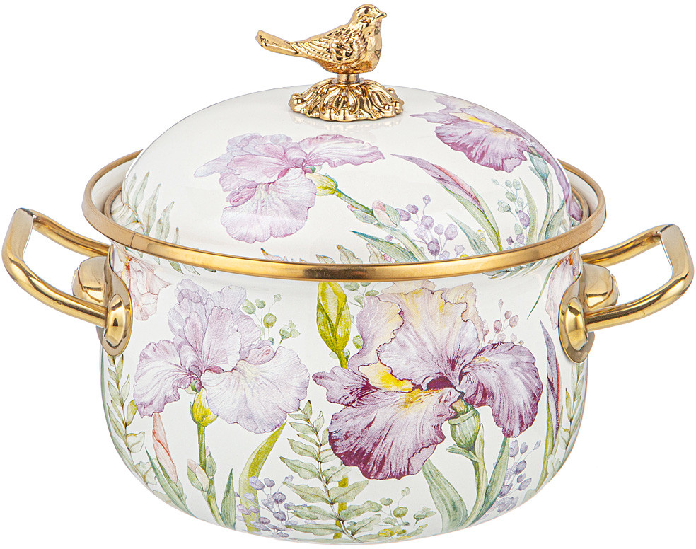 Кастрюля эмалированная с крышкой | Irises | Agness