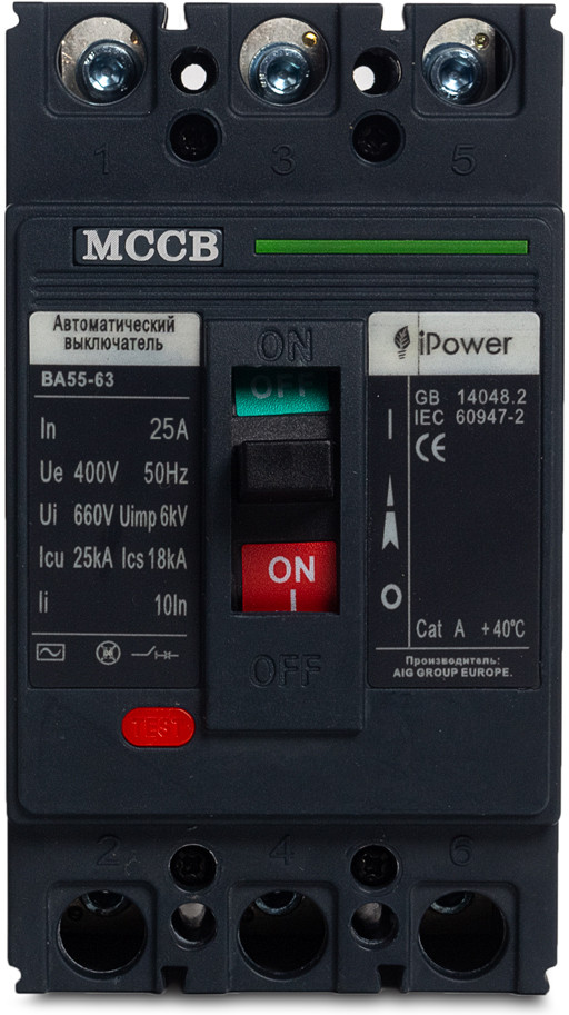 Выключатель автоматический ВА55-63 3P 25A | iPower