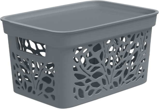 Корзина для хранения с крышкой | Leaves | Полимербыт