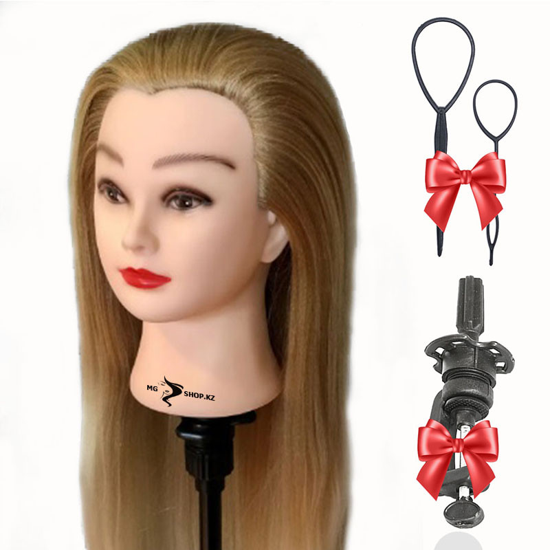 Манекен-голова женская, волос искусственный, коричневый омбре 65-70 см | Mgshop.Kz