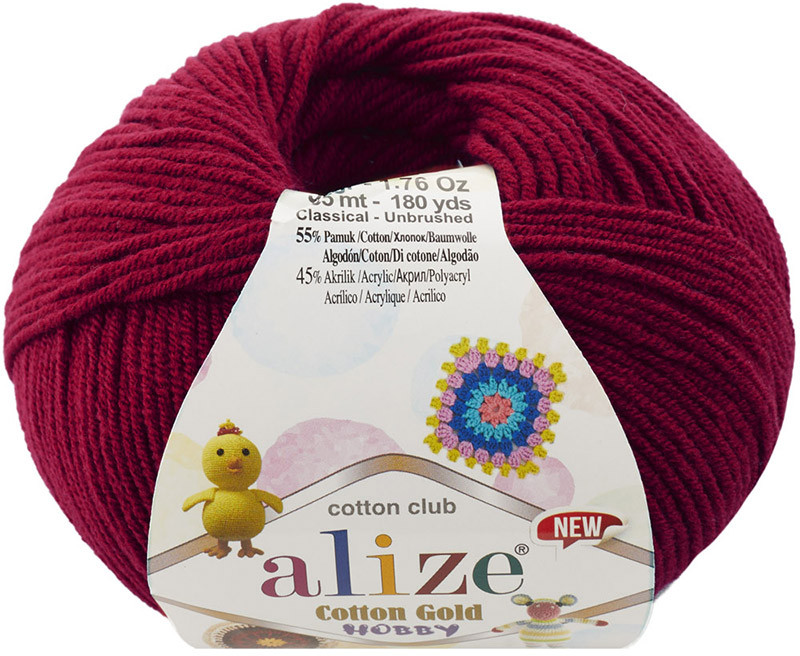 Пряжа для вязания «Cotton Gold Hobby», 390 Вишня | Cotton Gold Hobby | Alize