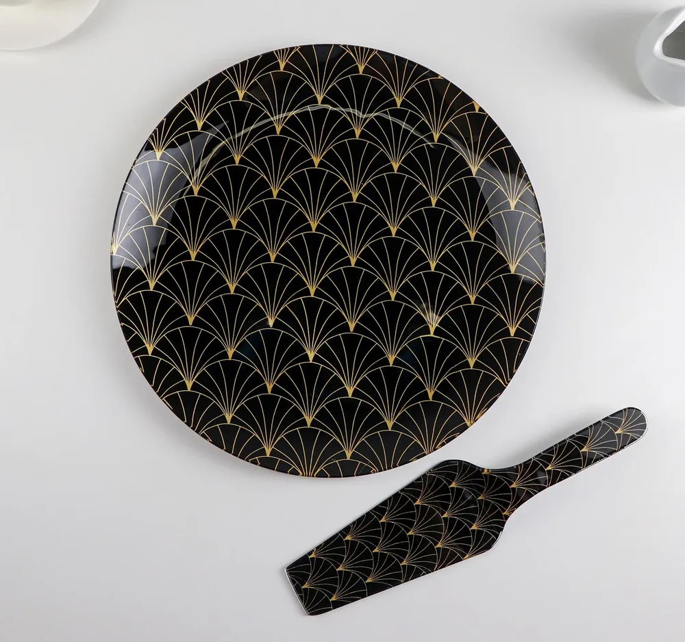 Тортовница с лопаткой «Золотое перо» | Золотое перо | Доляна