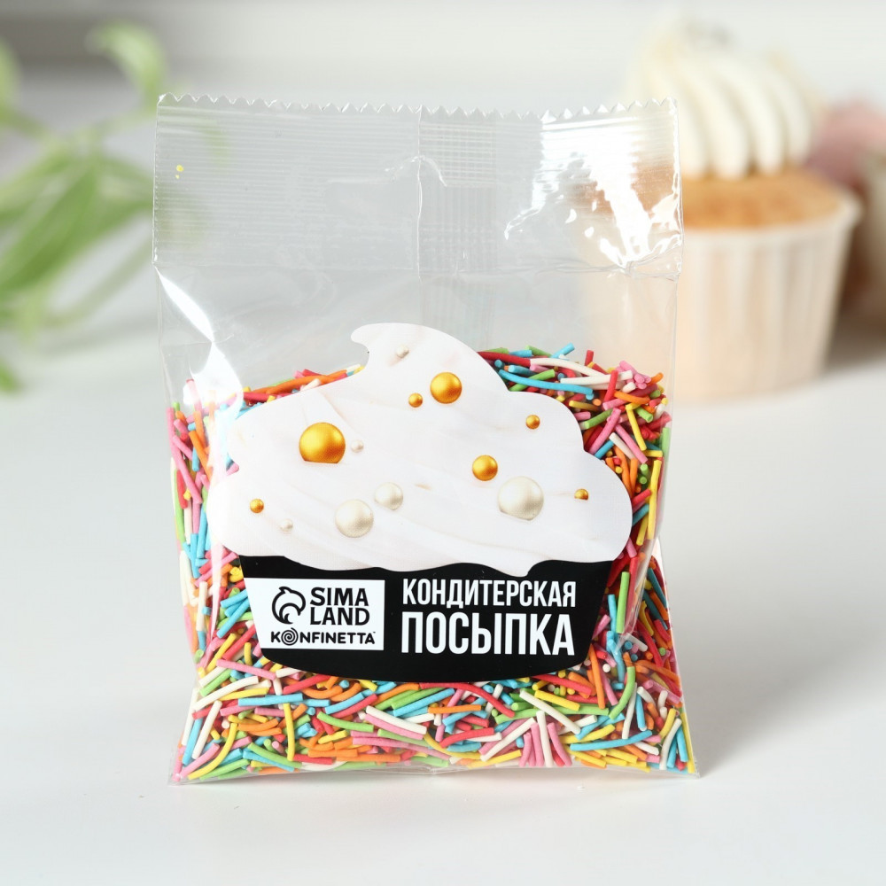Посыпка-вермишель кондитерская «Светлой Пасхи», красный, желтый, голубой, розовый, зелёный | Пасха | Konfinetta