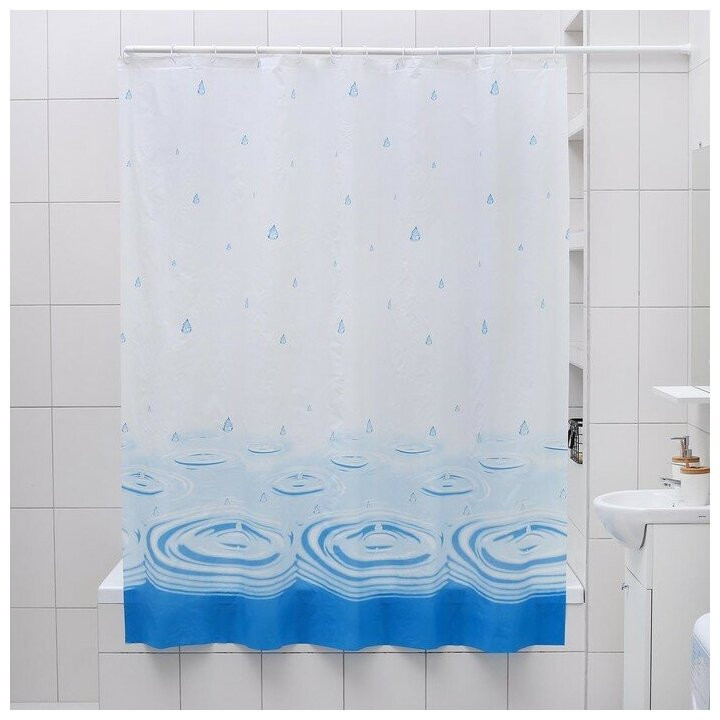 Штора для ванной «Капли» | Доляна