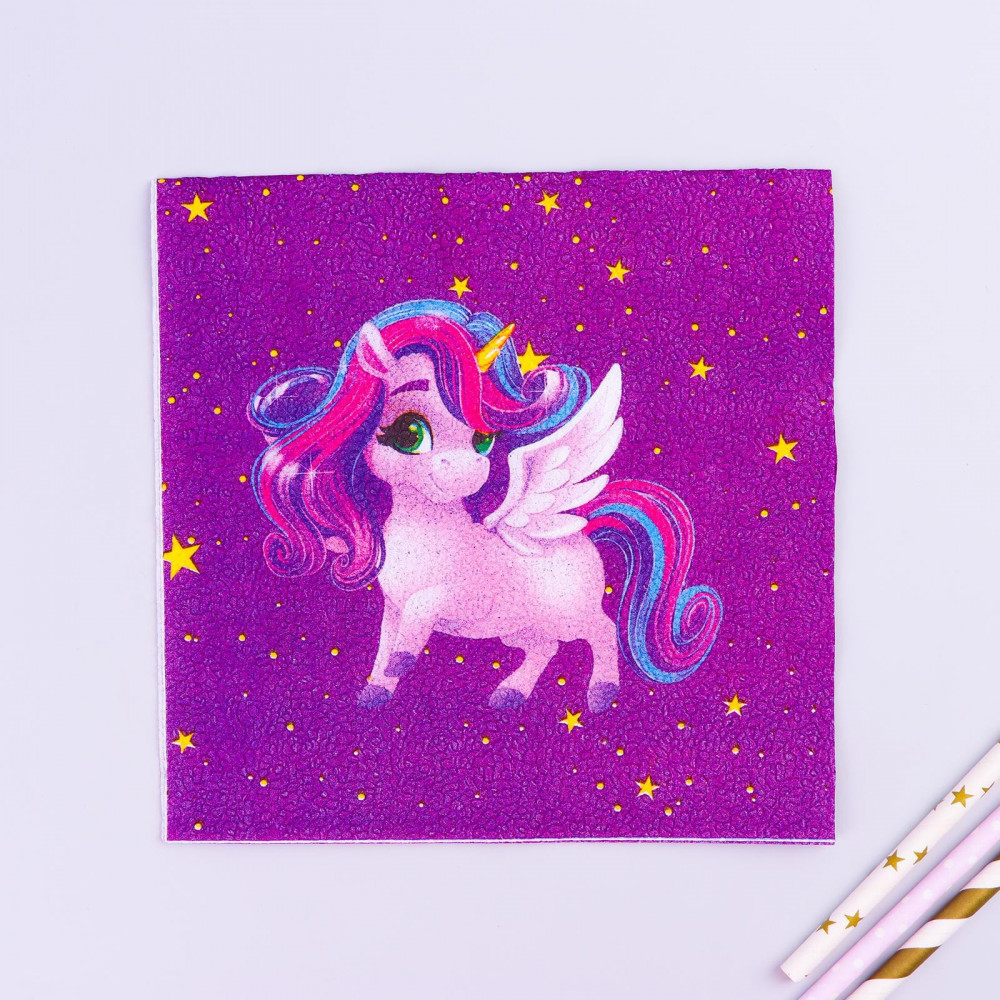 Салфетки бумажные «Праздничный единорожка» | Сервировка стола. Праздничный единорожка | Страна Карнавалия