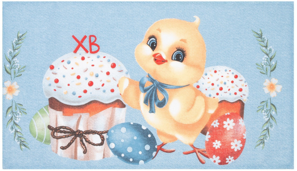 Полотенце «Цыплёнок и куличи» | Кухонный текстиль к Пасхе | Доляна