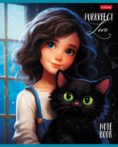 Тетрадь общая «Девочка и котик» | Hatber