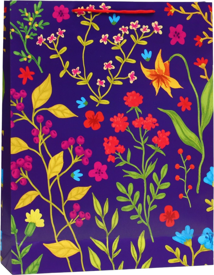 Пакет подарочный «Цветочный узор на фиолетовом» | 8 Марта