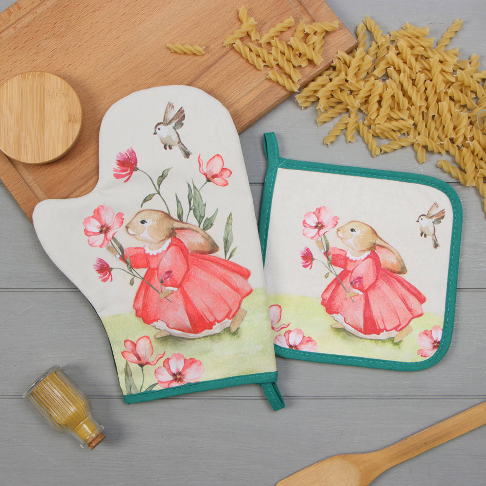Набор прихваток «Кролик» | Кухонный текстиль к Пасхе | Этель