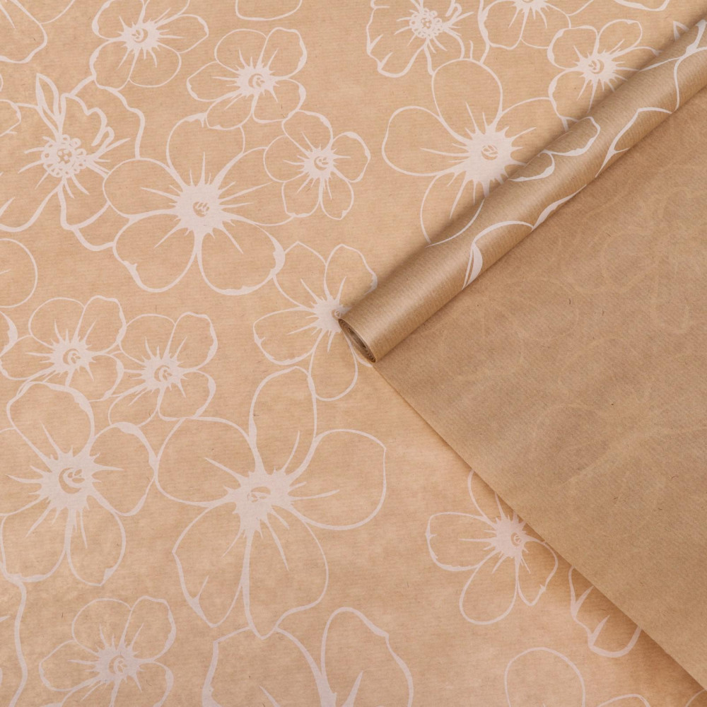 Бумага упаковочная крафтовая «Анемоны» | 8 Марта