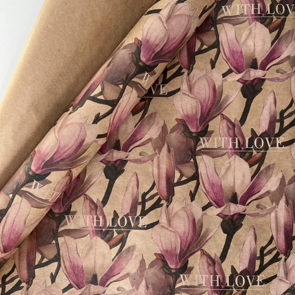 Бумага упаковочная «Магнолия with love» | Carrero creative homе