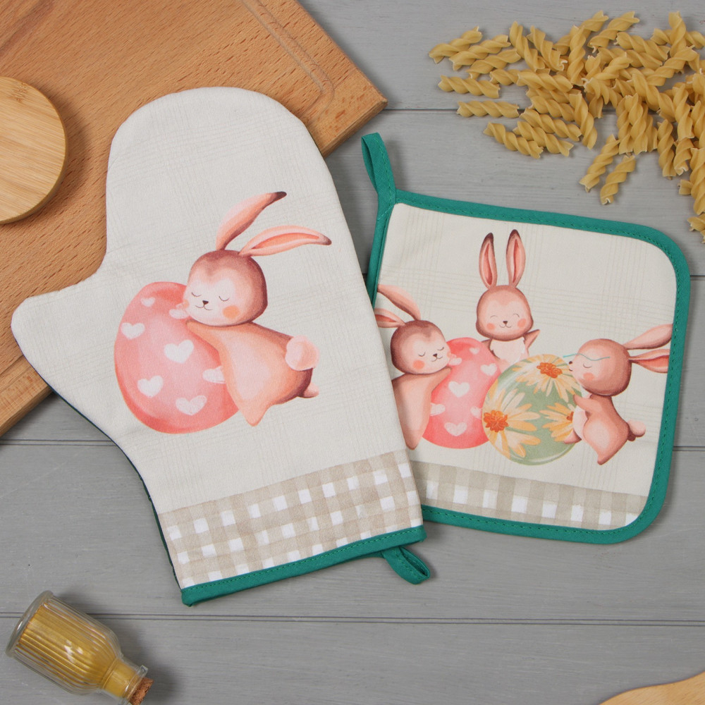 Набор прихваток «Пасхальный кролик» | Кухонный текстиль к Пасхе | Этель