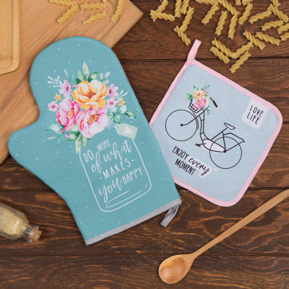 Набор прихваток «Цветочное настроение» | Кухонный текстиль «Цветы» | Доляна