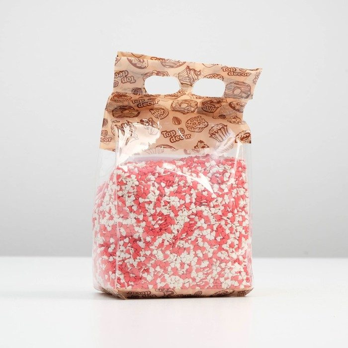 Посыпка кондитерская «Мини сердечки, белый, красный» | Топ декор