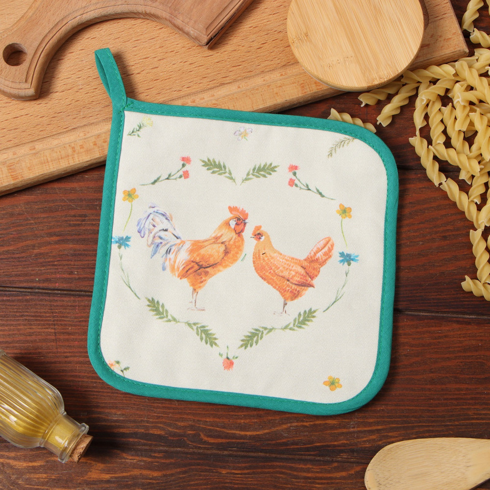 Прихватка «Курочка и петух» | Кухонный текстиль к Пасхе | Этель