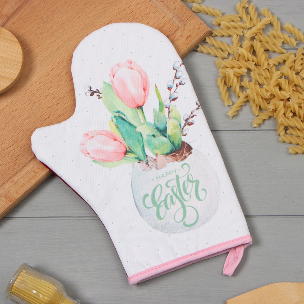 Варежка-прихватка «Тюльпаны» | Кухонный текстиль к Пасхе | Этель