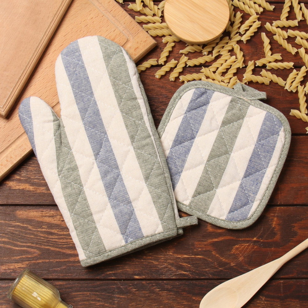 Набор прихваток «Полоса» | Кухонный текстиль Геометрия | Доляна
