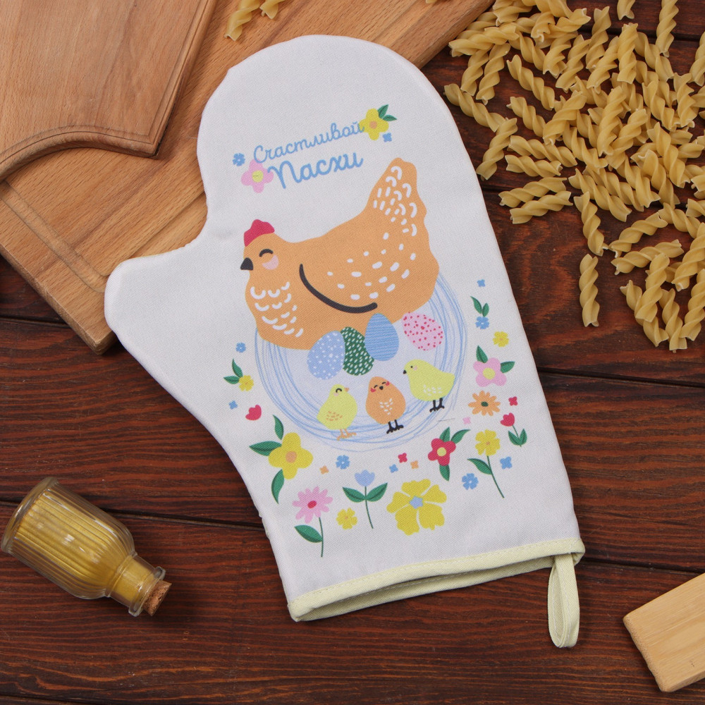 Варежка-прихватка «Курочки» | Кухонный текстиль к Пасхе | Доляна