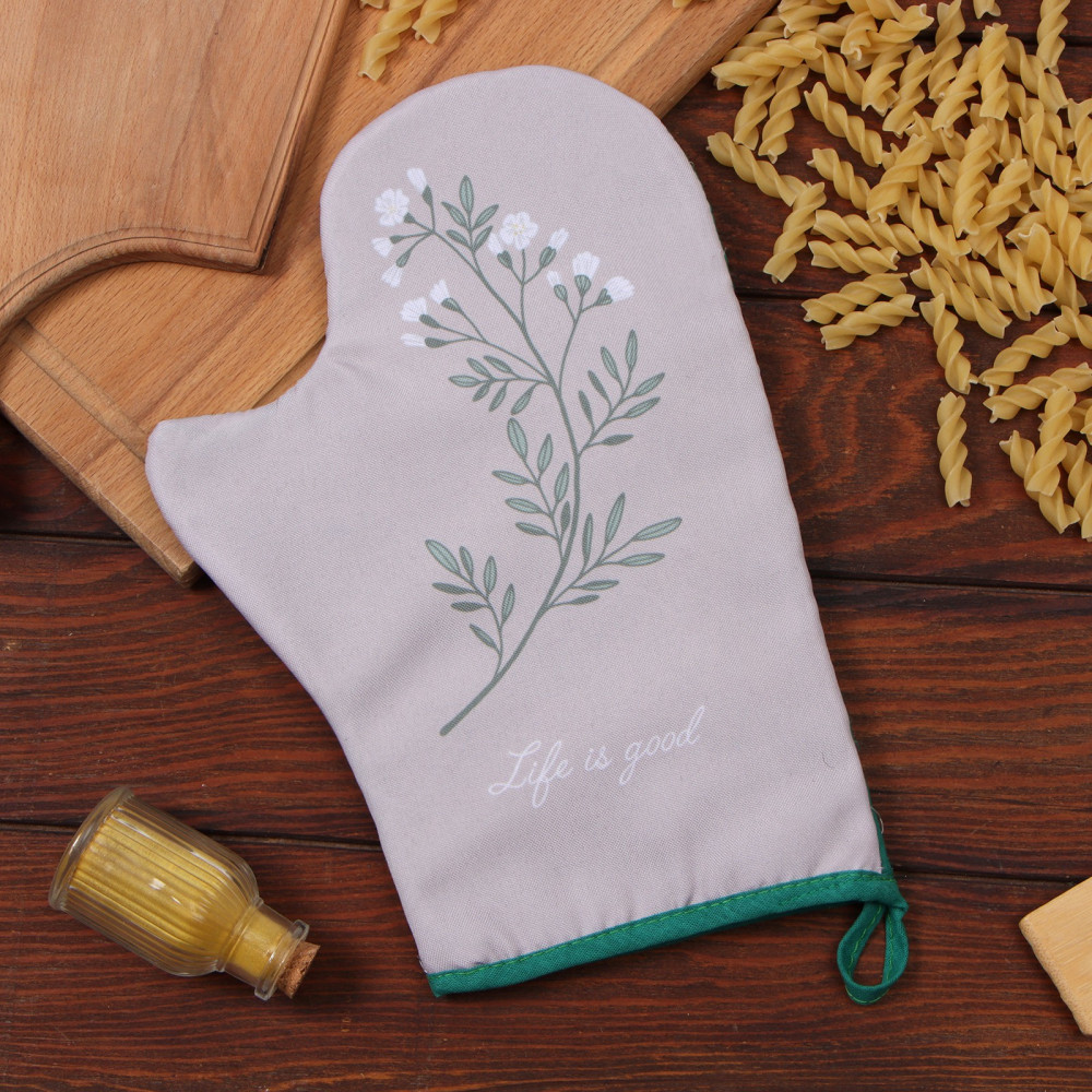 Варежка-прихватка «Live is good» | Кухонный текстиль «Цветы» | Доляна