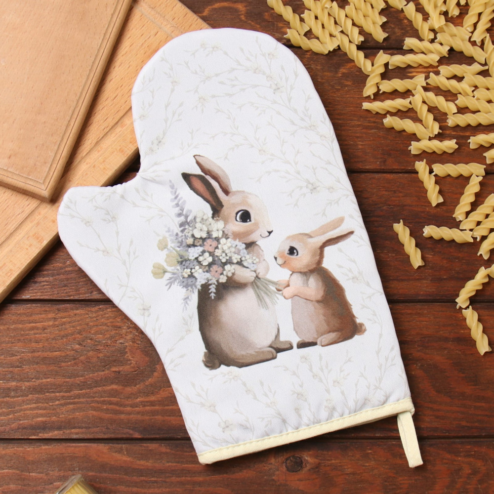 Варежка-прихватка «Зайчата» | Кухонный текстиль к Пасхе | Доляна