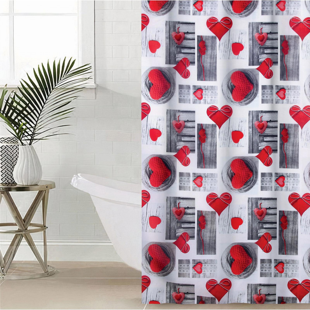Штора для ванной «Сердца» | Доляна