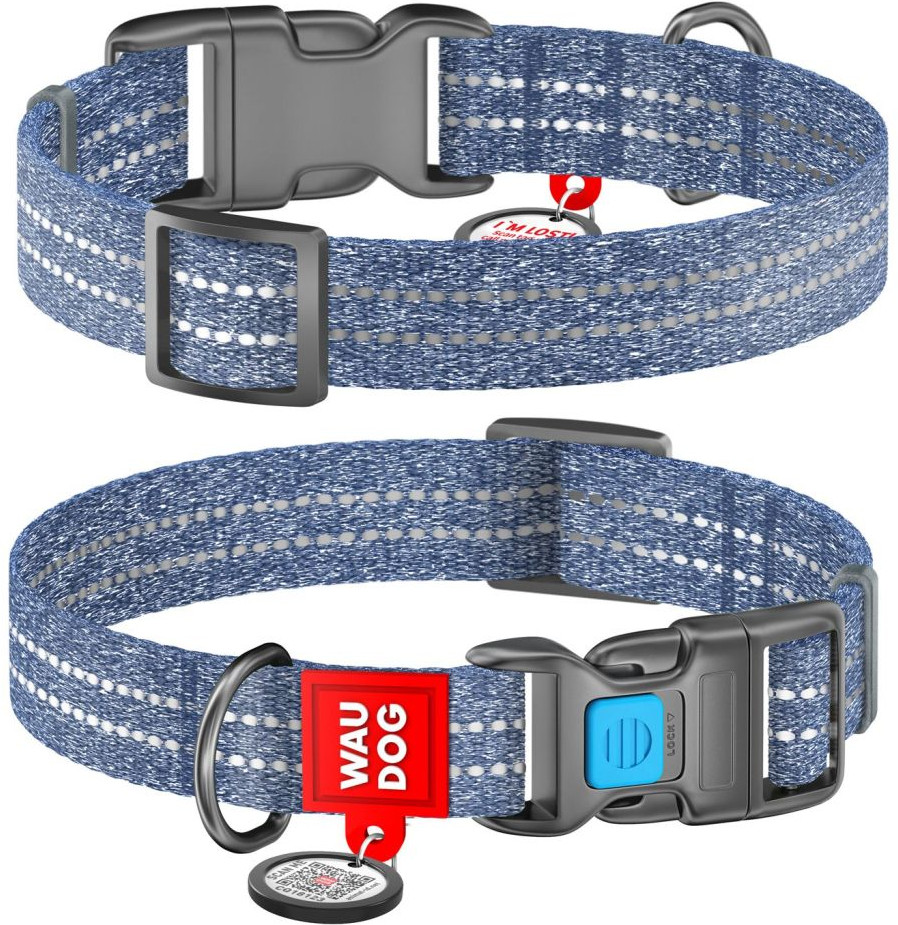 Ошейник для собак с QR-паспортом «Re-cotton» | Waudog
