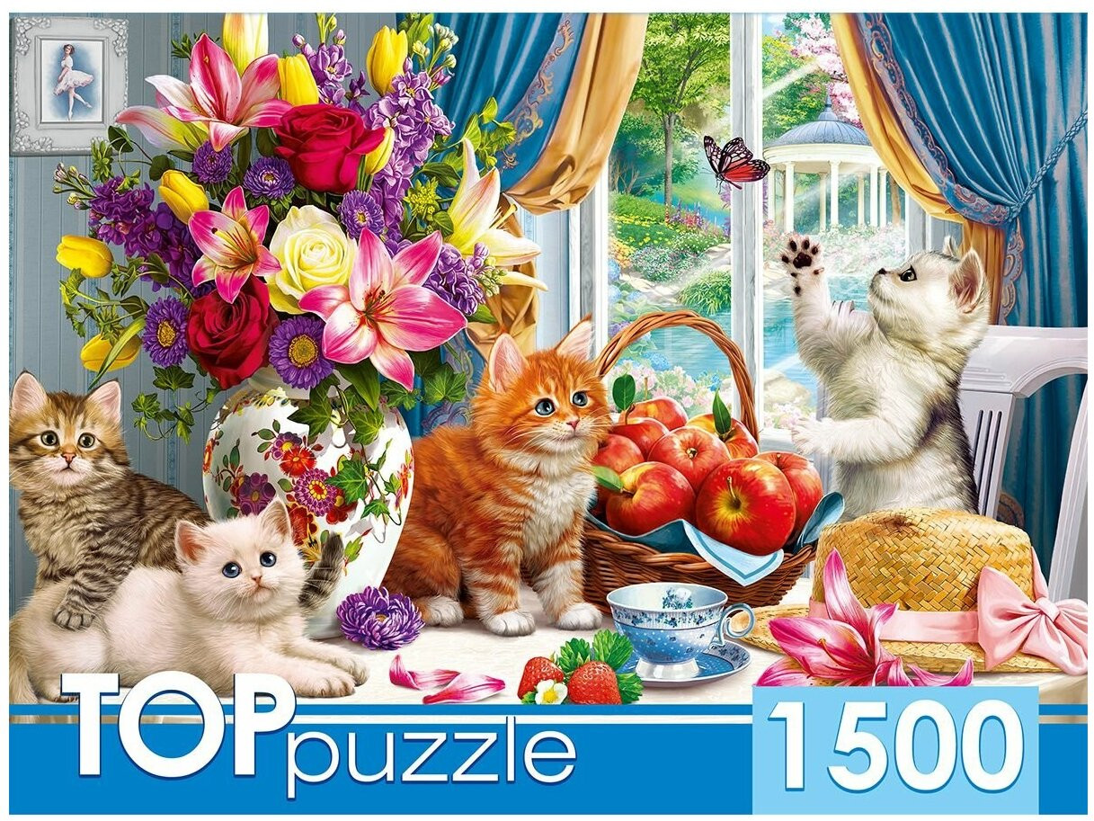 Пазл «Милые котята в гостиной» | Рыжий кот