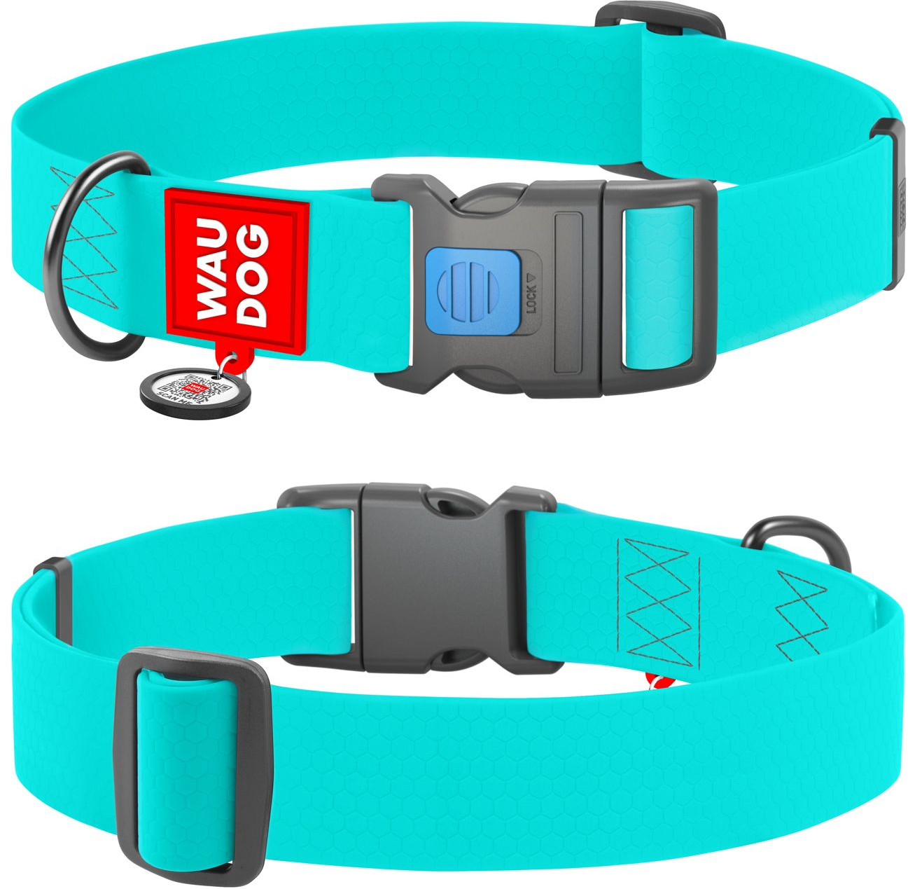Ошейник для собак водостойкий светящийся c QR-паспортом | Waterproof | Waudog