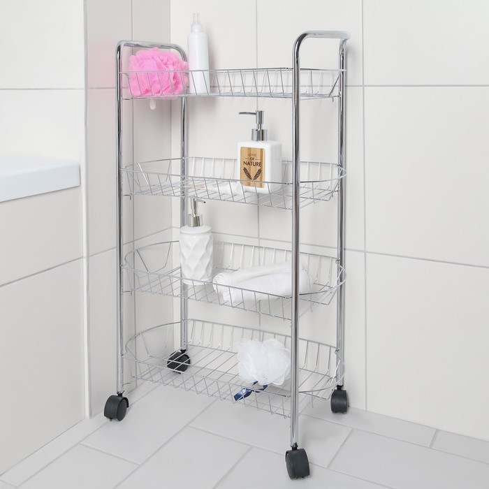 Этажерка напольная на колёсиках | Этажерка «Помощница» | Доляна